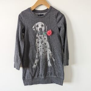 Gap Kids Girls' Dalmatian Dog Sweatshirt Tunic, L/G (10), Charcoal Gray